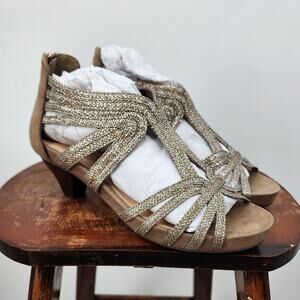 New NWT Azura Gold Glitter Heels Size 37 6.5 - 7